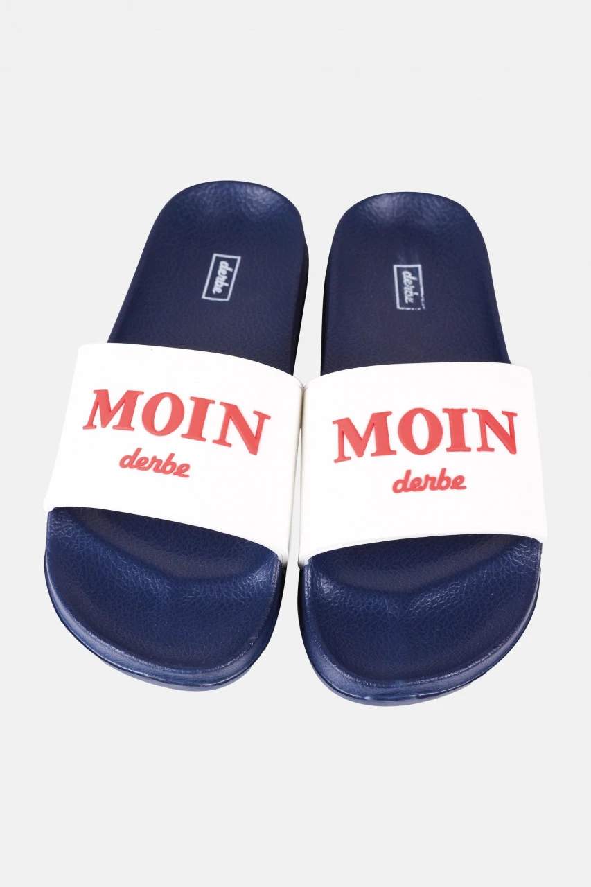 Derbe Buddellette Moin Schlappen Latschen Weiß Blau Rot 4 Derbe Buddellette Moin Schlappen Latschen Weiß Blau Rot - Image 2