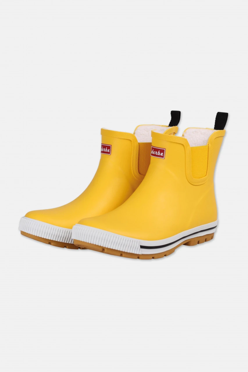 Derbe Wattpuuschen Pelz Freesia Gelb Damen Gummistiefel Halbschuh 3 Derbe Wattpuuschen Pelz Freesia Gelb Damen Gummistiefel Halbschuh