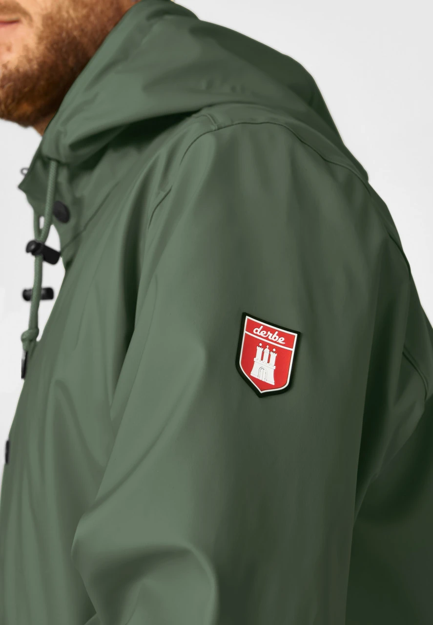 Derbe Passby Fisher Oliv Herren Regenjacke 9 Derbe Passby Fisher Oliv Herren Regenjacke - Image 7