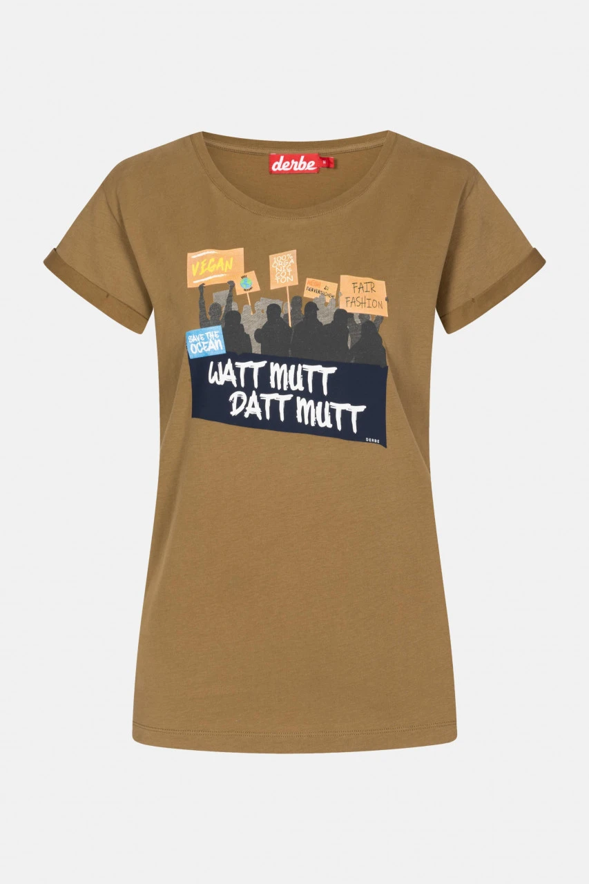 Derbe Watt Mutt Datt Mutt Damen T-Shirt Otter Braun 3 Derbe Watt Mutt Datt Mutt Damen T-Shirt Otter Braun