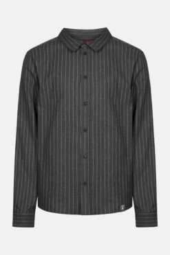 Derbe Feiner Zwirn Herren Hemd Pinstripe Grau Weiß Gestreift