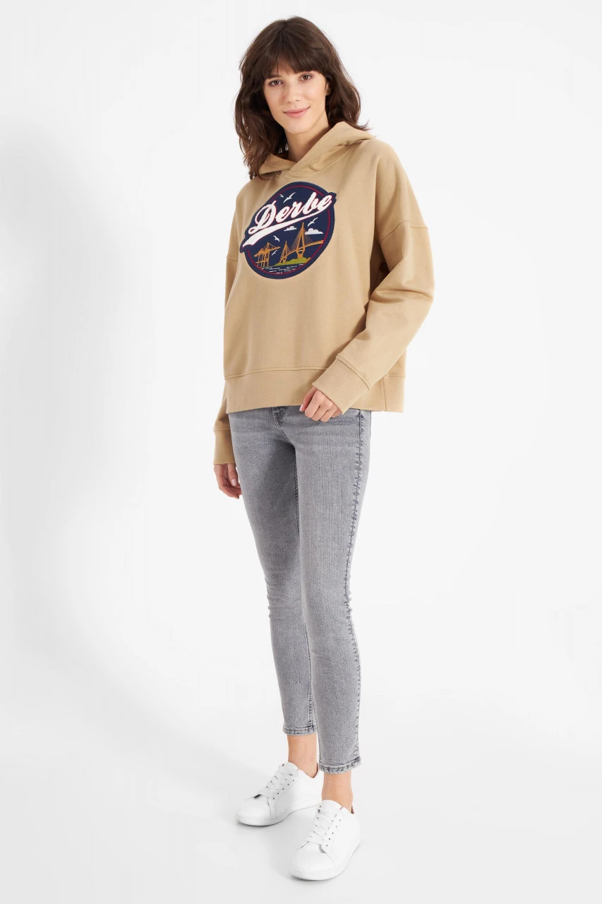 Derbe Hafenbrücke Hoodie Damen Pullover Caramel Ocker Hellbraun 5 Derbe Hafenbrücke Hoodie Damen Pullover Caramel Ocker Hellbraun - Image 3