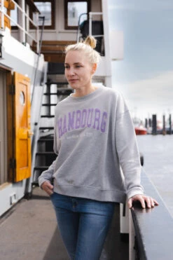 Derbe Hambourg Damen Pullover Oversize Grey Melange Grau Sweatshirt Baumwolle Nachhaltig -Kleider Verkauf 13894 7 1280x1280