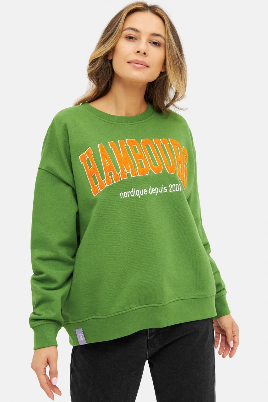 Derbe Hambourg Damen Pullover Oversize Cactus Grün Sweatshirt Baumwolle Nachhaltig 4 Derbe Hambourg Damen Pullover Oversize Cactus Grün Sweatshirt Baumwolle Nachhaltig - Image 2