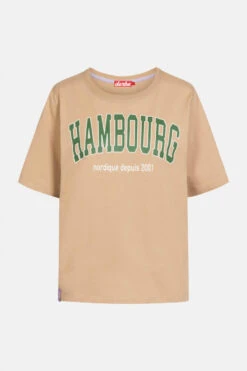 Derbe Hambourg Damen T-Shirt Oversize Caramel Hellbraun Beige Grün