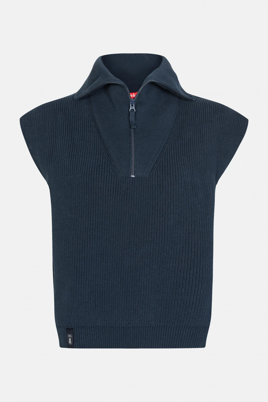 Derbe Troyunder Gots Organic Damen Troyer Pullunder Weste Rippstrick Navy Dunkelblau 3 Derbe Troyunder Gots Organic Damen Troyer Pullunder Weste Rippstrick Navy Dunkelblau