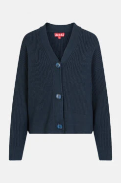 Derbe Cardie Gots Organic Damen Strickjacke Rippstrick Navy Dunkelblau