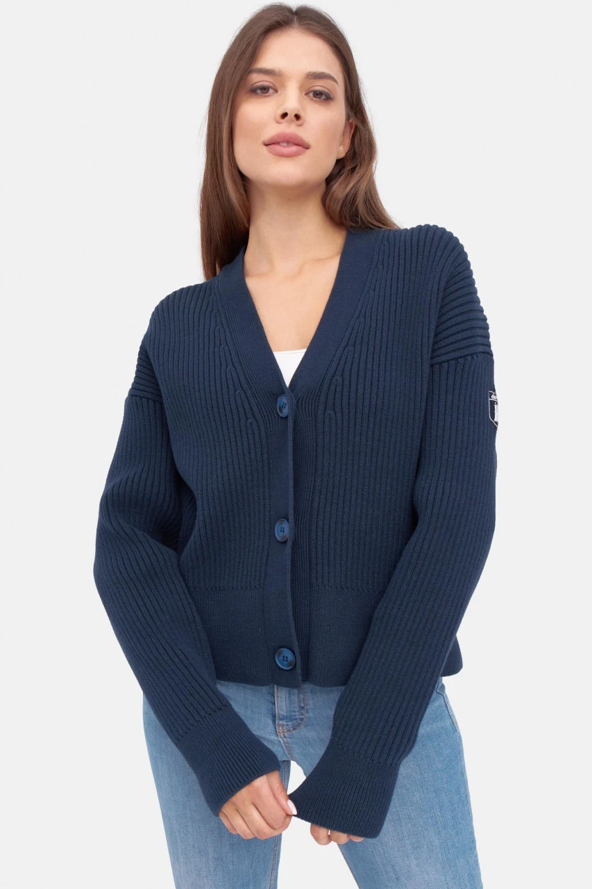 Derbe Cardie Gots Organic Damen Strickjacke Rippstrick Navy Dunkelblau 4 Derbe Cardie Gots Organic Damen Strickjacke Rippstrick Navy Dunkelblau - Image 2