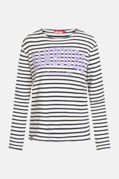 Derbe Hambourg Damen Langarmshirt Striped Offwhite Navy Beige Blau Gestreift