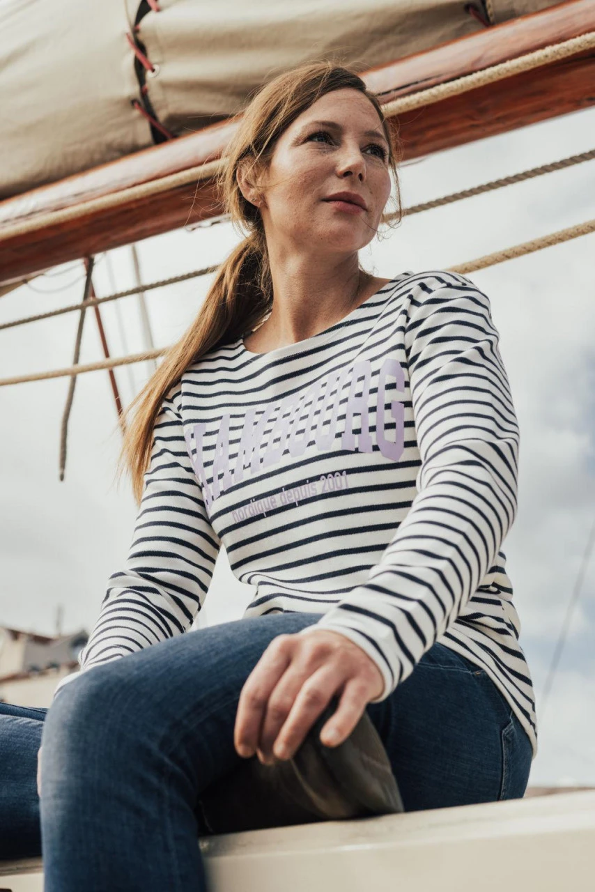 Derbe Hambourg Damen Langarmshirt Striped Offwhite Navy Beige Blau Gestreift 4 Derbe Hambourg Damen Langarmshirt Striped Offwhite Navy Beige Blau Gestreift - Image 3