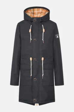 Derbe Friese Festholm Damen Winterjacke Navy Dunkelblau Check