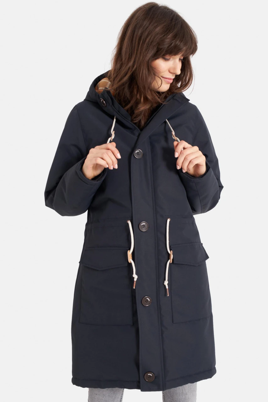 Derbe Friese Festholm Damen Winterjacke Navy Dunkelblau Check 4 Derbe Friese Festholm Damen Winterjacke Navy Dunkelblau Check - Image 2