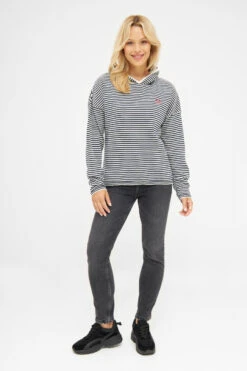 Derbe Robbenschnute Damen Hoodie Kapuzenpullover Gestreift Navy Dunkelblau Weiß Nachhaltig -Kleider Verkauf 14238 3 1280x1280