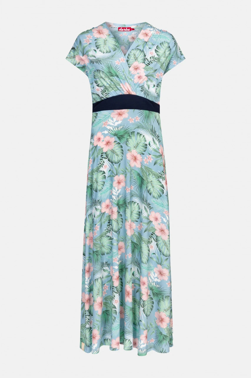 Derbe Hawa Damen Kleid Allover Long Blumen Türkis Rosa Forget Me Not Nachhaltig 3 Derbe Hawa Damen Kleid Allover Long Blumen Türkis Rosa Forget Me Not Nachhaltig