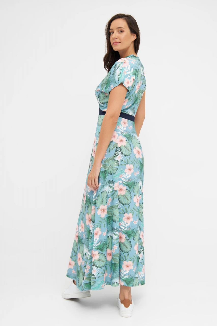 Derbe Hawa Damen Kleid Allover Long Blumen Türkis Rosa Forget Me Not Nachhaltig 6 Derbe Hawa Damen Kleid Allover Long Blumen Türkis Rosa Forget Me Not Nachhaltig - Image 4