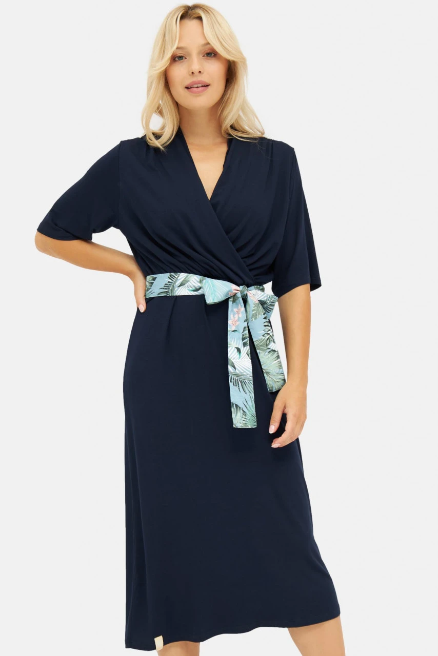 Derbe Hawa Uni Midi Damen Kleid Dunkelblau Navy Nachhaltig 4 Derbe Hawa Uni Midi Damen Kleid Dunkelblau Navy Nachhaltig - Image 2