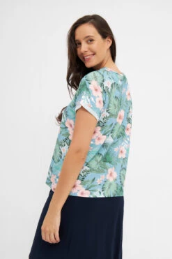 Derbe Hawa Allover Damen T-Shirt Blumen Türkis Rosa Forget Me Not Nachhaltig -Kleider Verkauf 14243 2 1280x1280