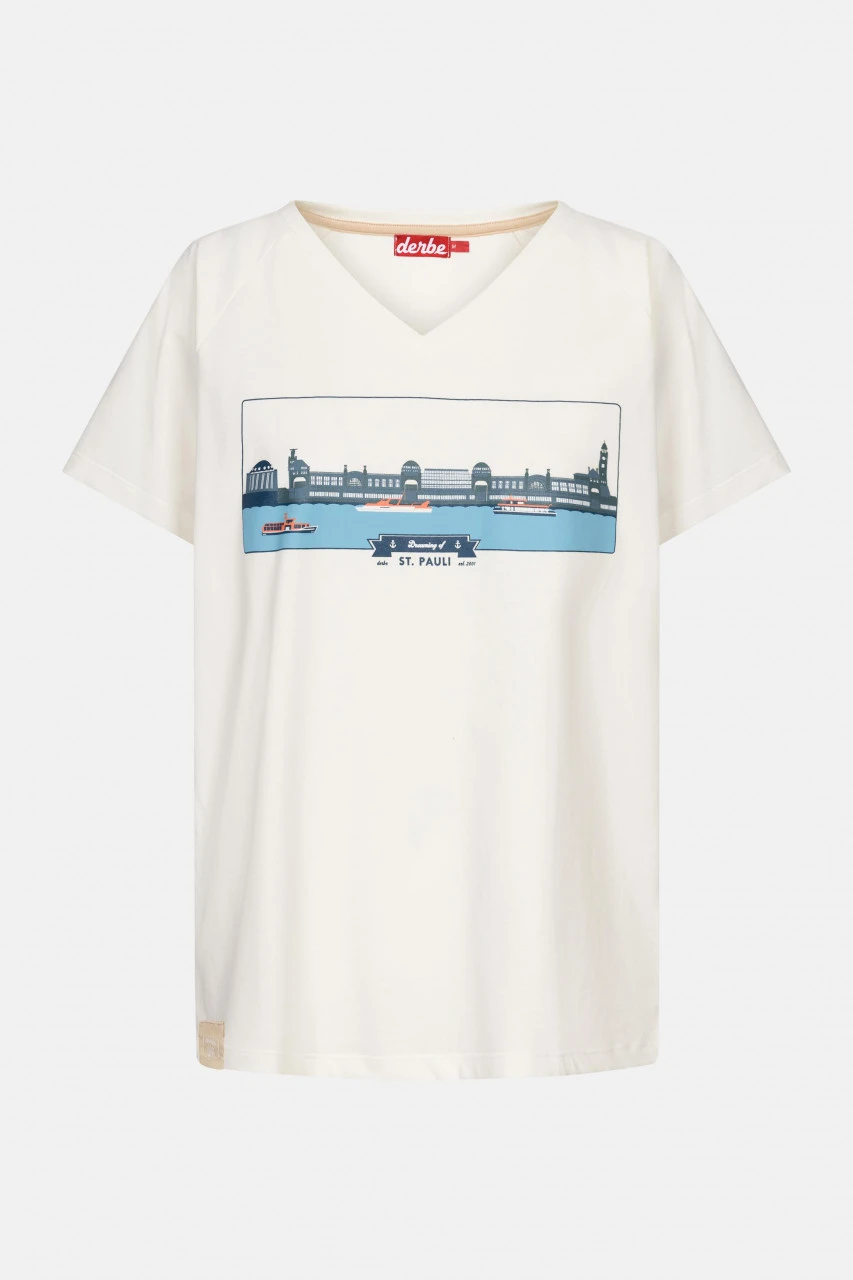 Derbe Landungsbrücken Damen T-Shirt Hamburg Off White Creme Weiß Nachhaltig 3 Derbe Landungsbrücken Damen T-Shirt Hamburg Off White Creme Weiß Nachhaltig