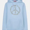 Derbe Peace Damen Hoodie Kapuzenpullover Hell Blau Forget Me Not Nachhaltig