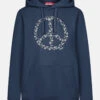 Derbe Peace Damen Hoodie Kapuzenpullover Blau Navy