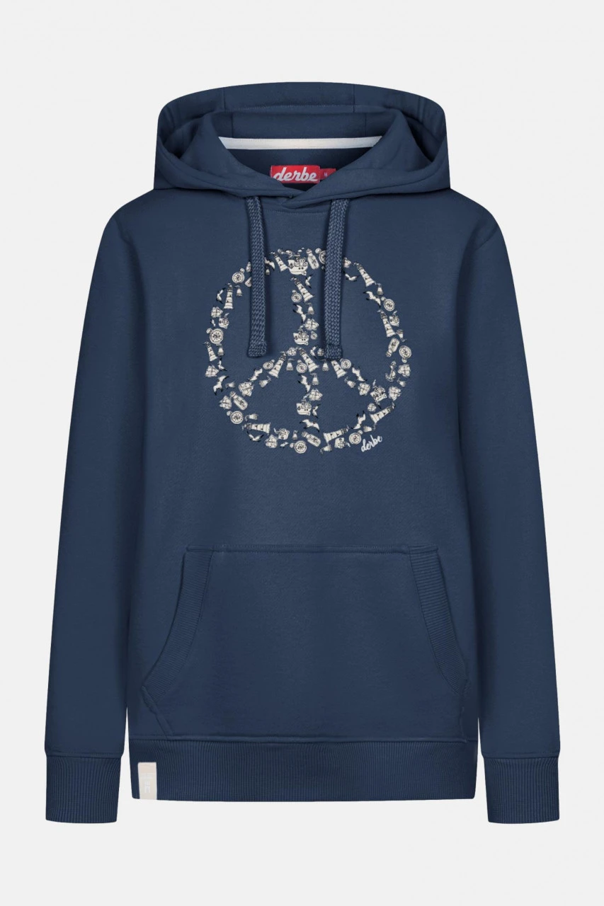 Derbe Peace Damen Hoodie Kapuzenpullover Blau Navy 3 Derbe Peace Damen Hoodie Kapuzenpullover Blau Navy