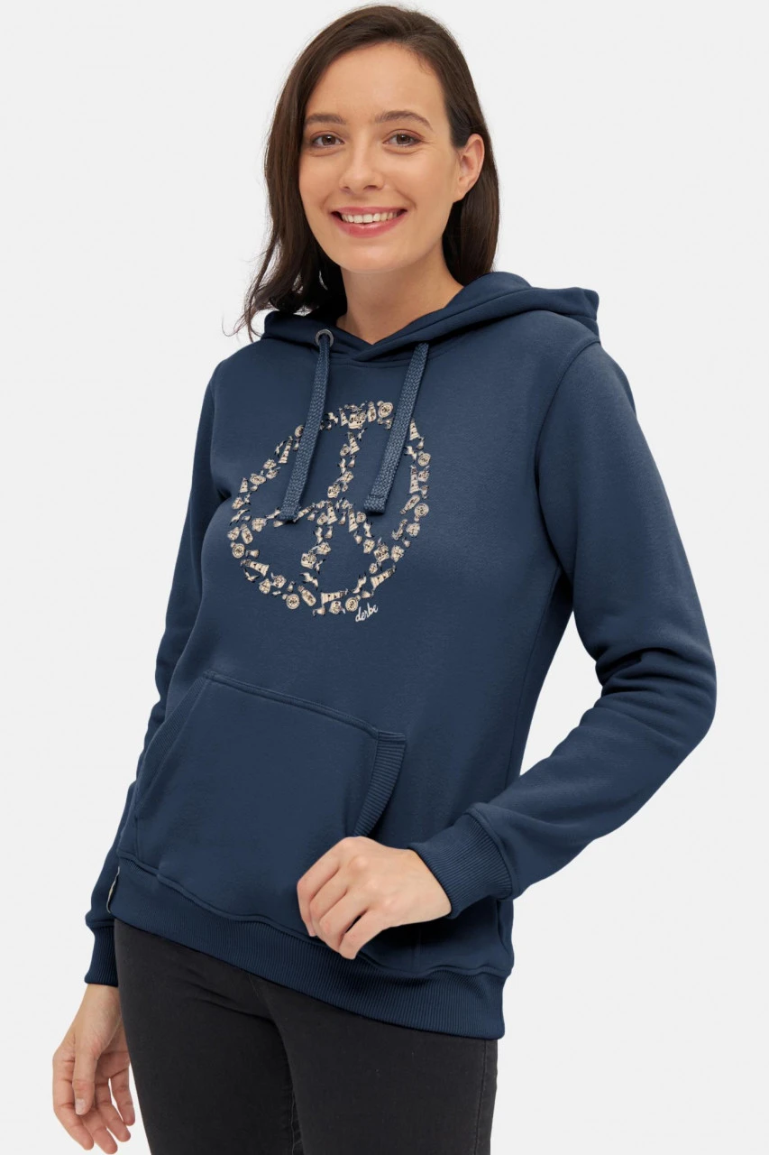 Derbe Peace Damen Hoodie Kapuzenpullover Blau Navy 4 Derbe Peace Damen Hoodie Kapuzenpullover Blau Navy - Image 2