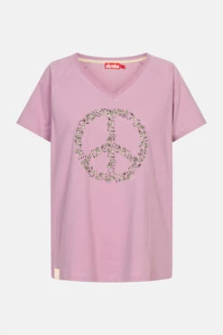 Derbe Peace Damen T-Shirt Rot Lila Mauve