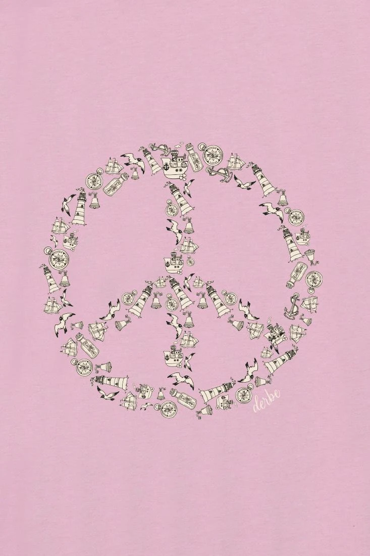 Derbe Peace Damen T-Shirt Rot Lila Mauve 4 Derbe Peace Damen T-Shirt Rot Lila Mauve - Image 2