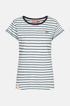 Derbe Robbenschnute Damen T-Shirt Blau Weiß Streifenshirt Orion Blue