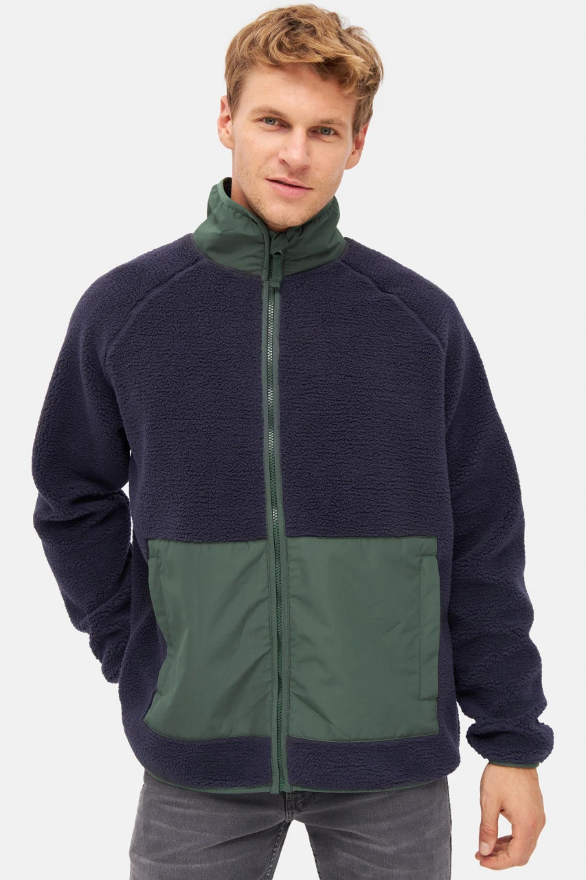 Derbe Kuschelby Navy Herren Fleecejacke Blau Grün 4 Derbe Kuschelby Navy Herren Fleecejacke Blau Grün - Image 2