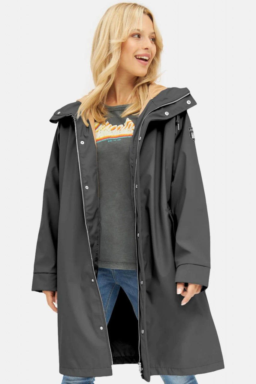 Derbe Wittby Phantom Damen Regenjacke Schwarz Beige 4 Derbe Wittby Phantom Damen Regenjacke Schwarz Beige - Image 2