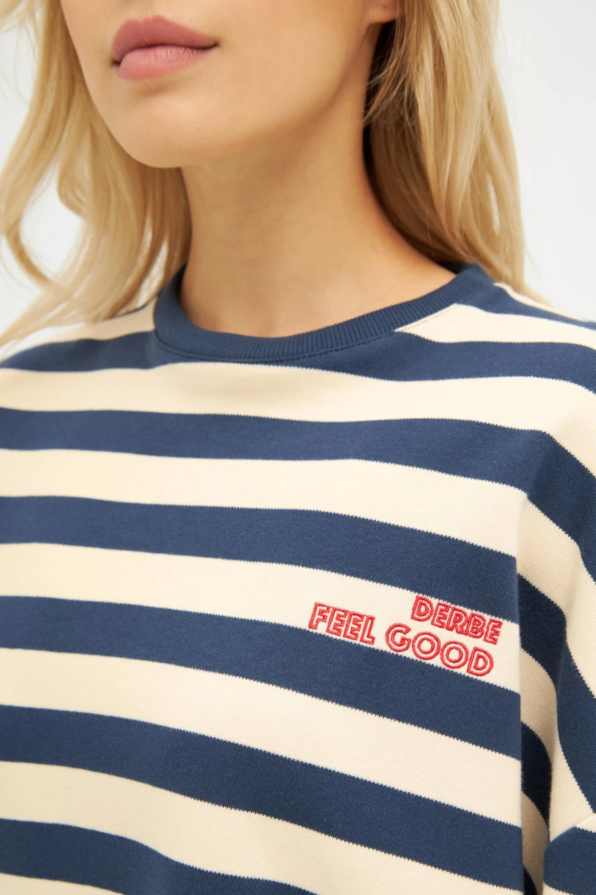 Derbe Feel Good Striped Damen Langarmshirt Dunkelblau Beige Gestreift 7 Derbe Feel Good Striped Damen Langarmshirt Dunkelblau Beige Gestreift - Image 5