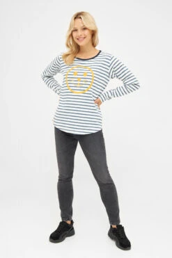 Derbe Robsmile Damen Longsleeve Langarmshirt Orion Blue Gestreift Smiley Robbe -Kleider Verkauf 14404 3 1280x1280