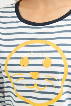 Derbe Robsmile Damen Longsleeve Langarmshirt Orion Blue Gestreift Smiley Robbe -Kleider Verkauf 14404 4 1280x1280