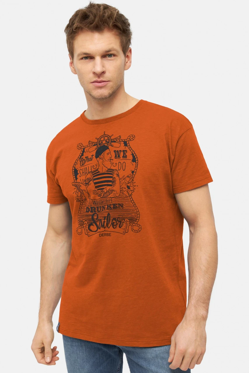 Derbe Seemann Herren T-Shirt Orange 4 Derbe Seemann Herren T-Shirt Orange - Image 2