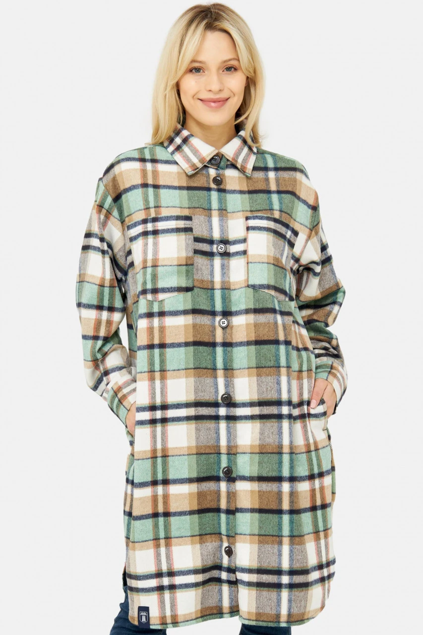 Derbe Checkholm Damen Hemd Bluse Grün Beige Karo 4 Derbe Checkholm Damen Hemd Bluse Grün Beige Karo - Image 2