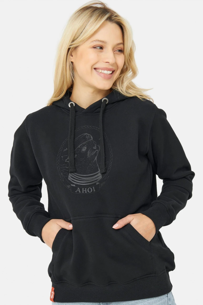 Derbe Matrosenrobbe Damen Hoodie Schwarz 4 Derbe Matrosenrobbe Damen Hoodie Schwarz - Image 2