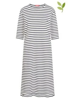 Derbe Kleid In Weiß/ Dunkelblau