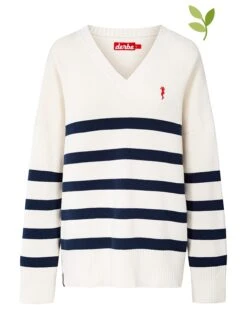 Derbe Pullover In Weiß/ Dunkelblau